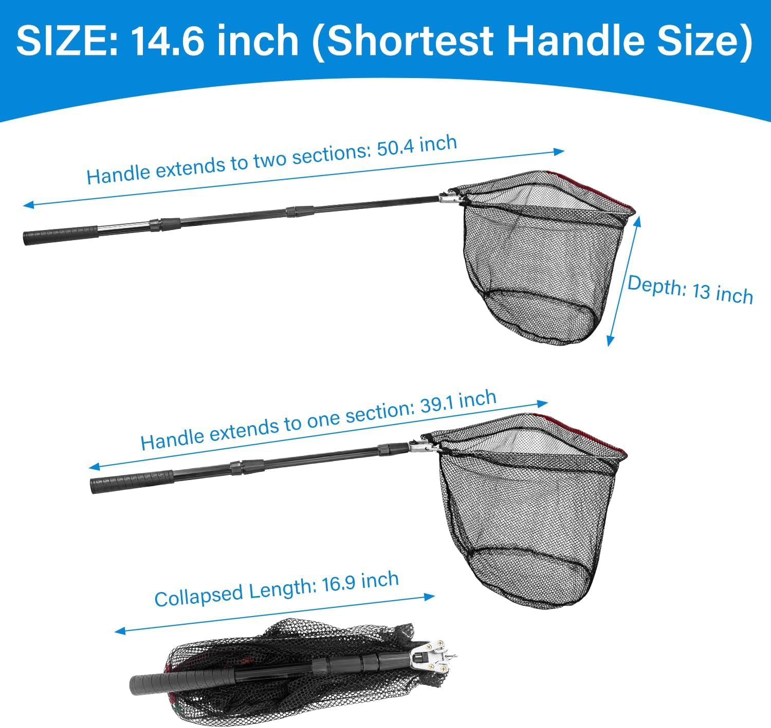 Portable Telescopic Fishing Net with Handle and Storage Bag