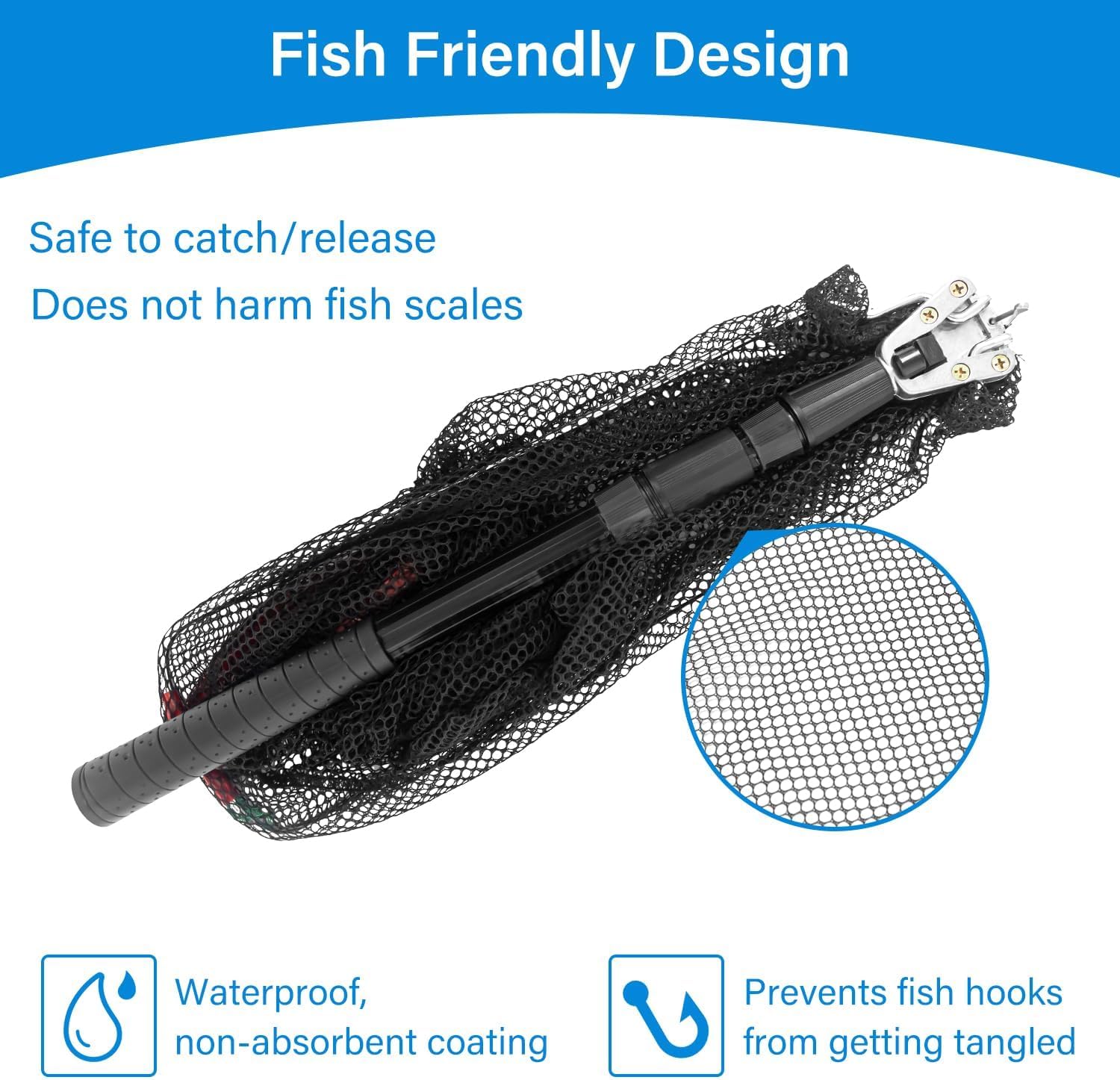 Portable Telescopic Fishing Net with Handle and Storage Bag