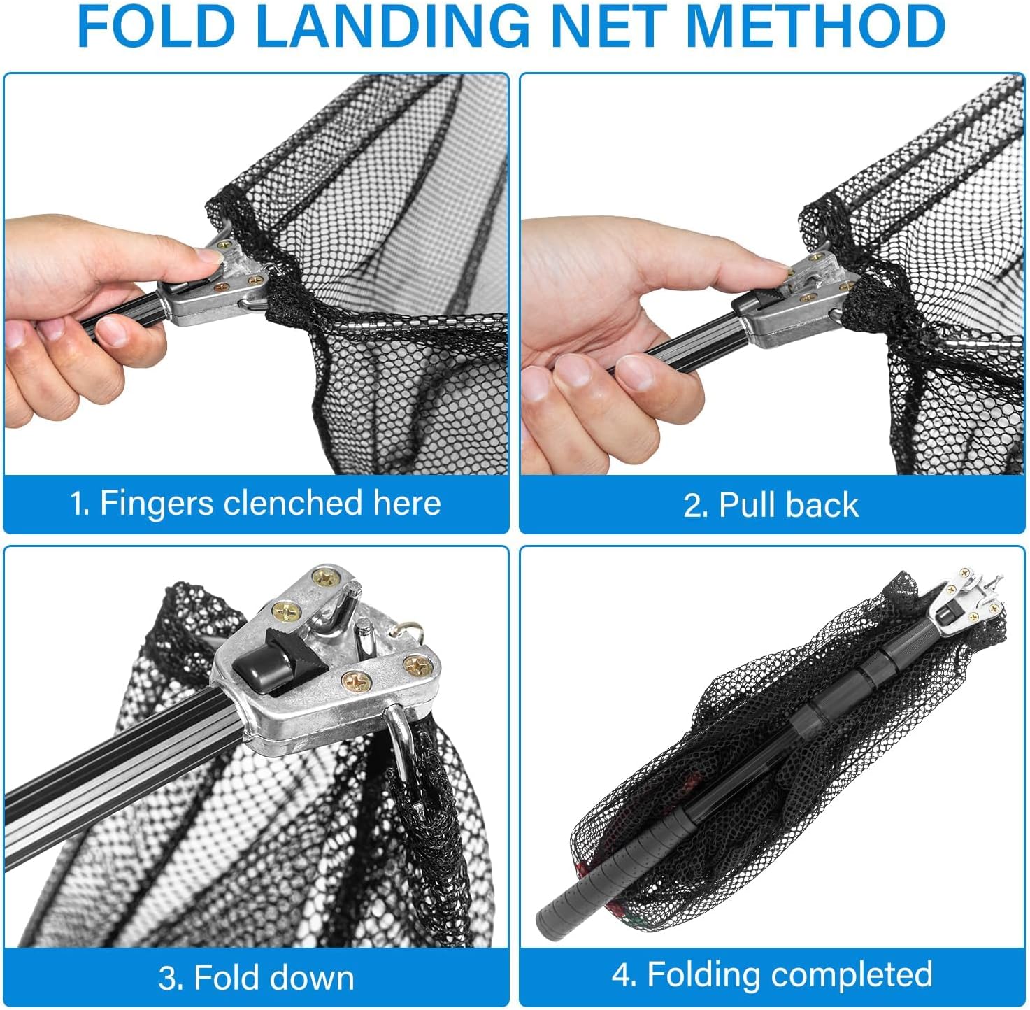 Portable Telescopic Fishing Net with Handle and Storage Bag
