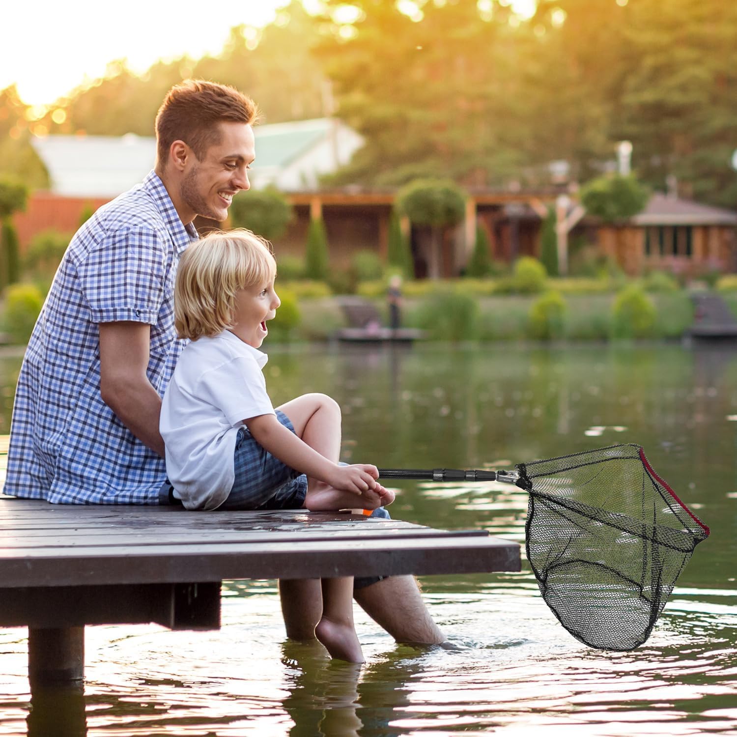 Portable Telescopic Fishing Net with Handle and Storage Bag