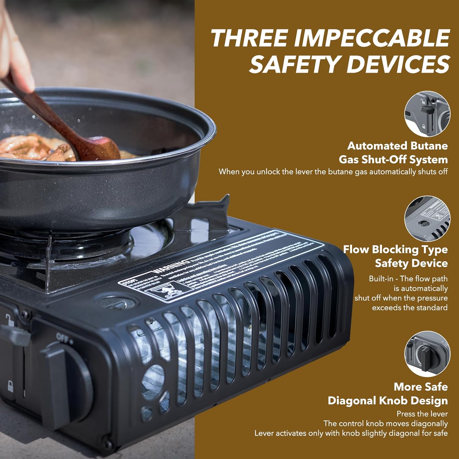 The First Penguin Portable Camping Stove - with Carrying Case 10,000 BTU Great for Emergency Preparedness Kit, High Power Butane Stove, Perfect for Camping, Hiking and Emergency-Grey